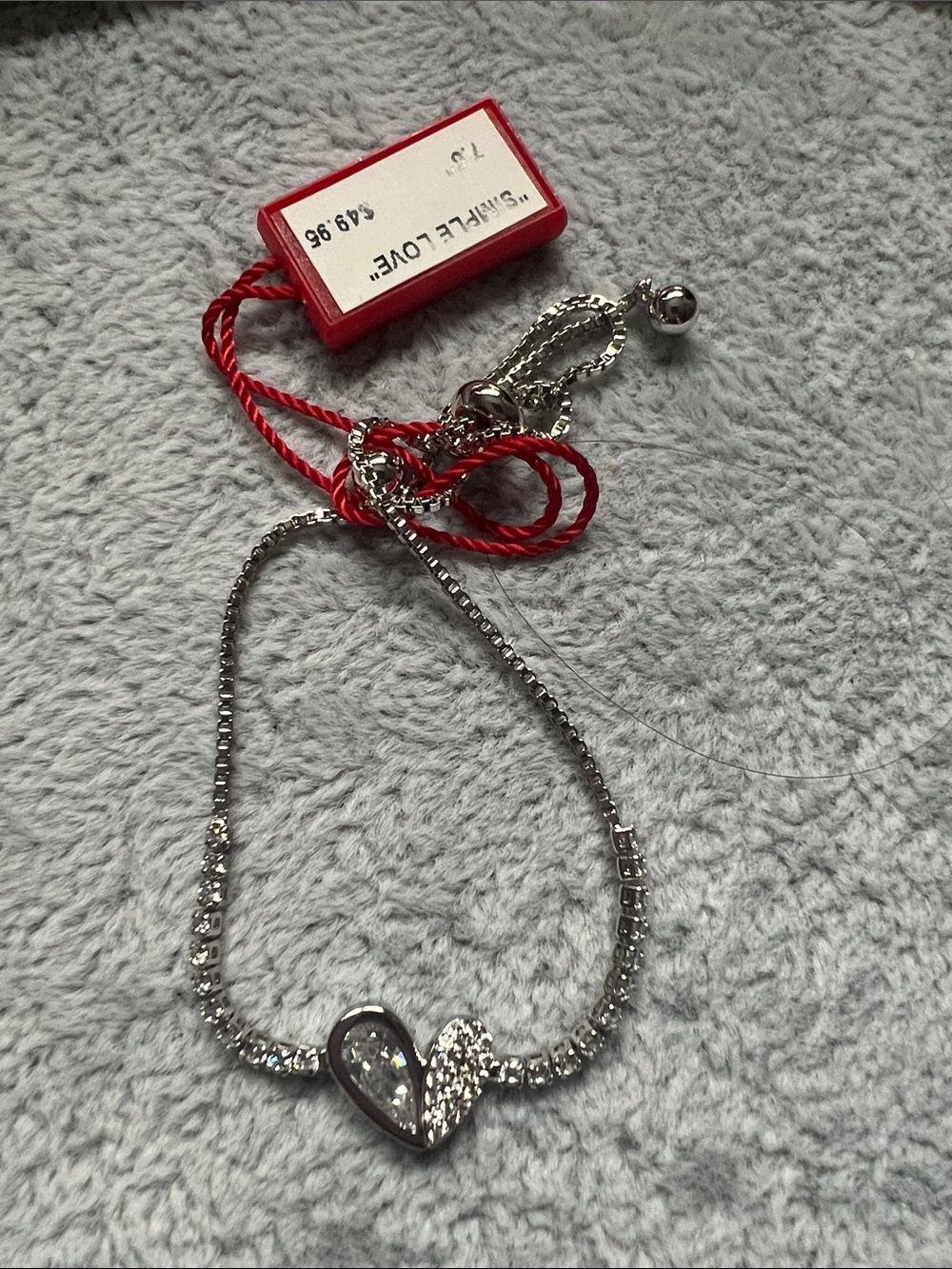 Silver Heart Tennis Bracelet with Sparkling Accent - Fifth Avenue